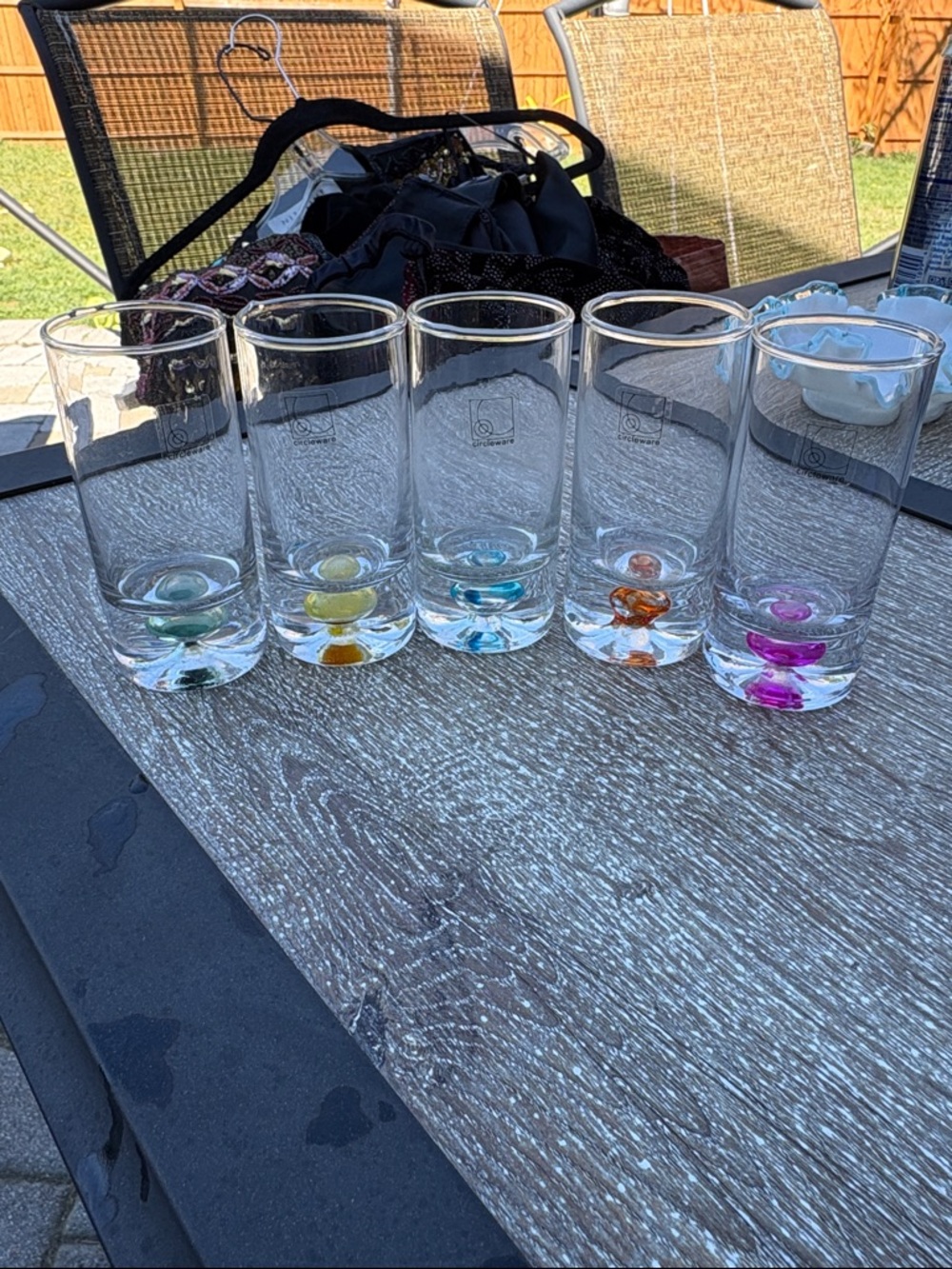 Set of 5 Colored-Bottom Shot Glasses